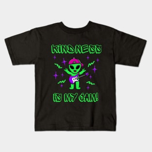 Kindness is My Jam with Rock n Roll Alien Playing Guitar Kids T-Shirt